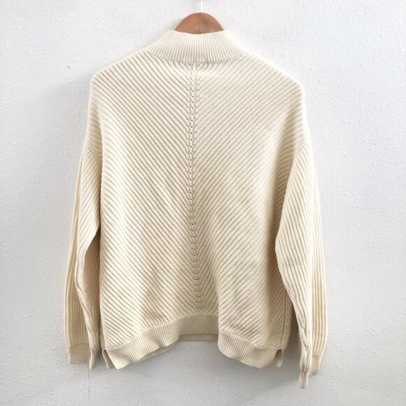 MARINE LAYER Ivory CottonNylon Wool Blend Skylar Turtleneck Sweater Size XL - Picture 2 of 9